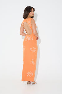 Vacay Knit Maxi Dress Tangerine - SALE