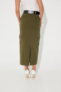 Lisa Cargo Maxi Skirt Khaki