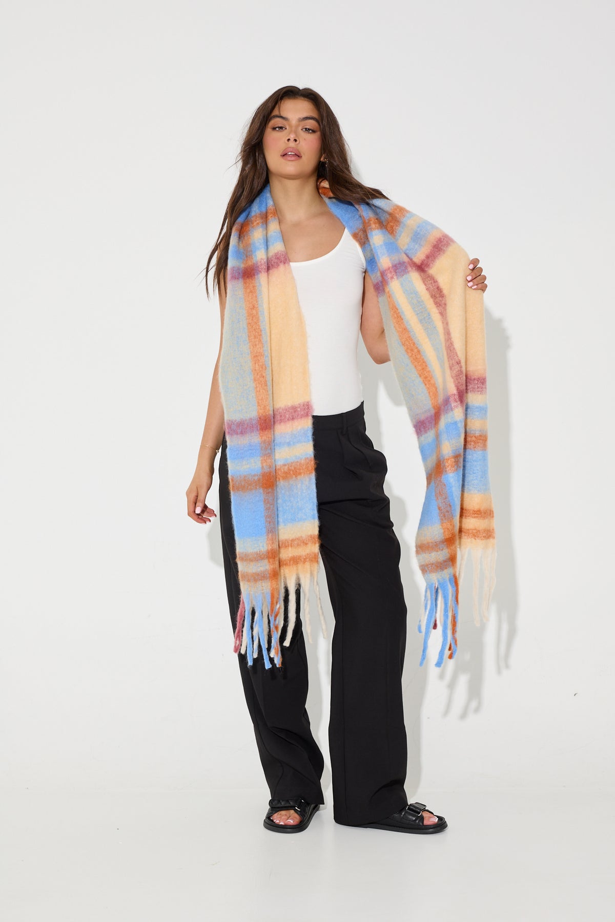 Wanda Plaid Fluffy Scarf