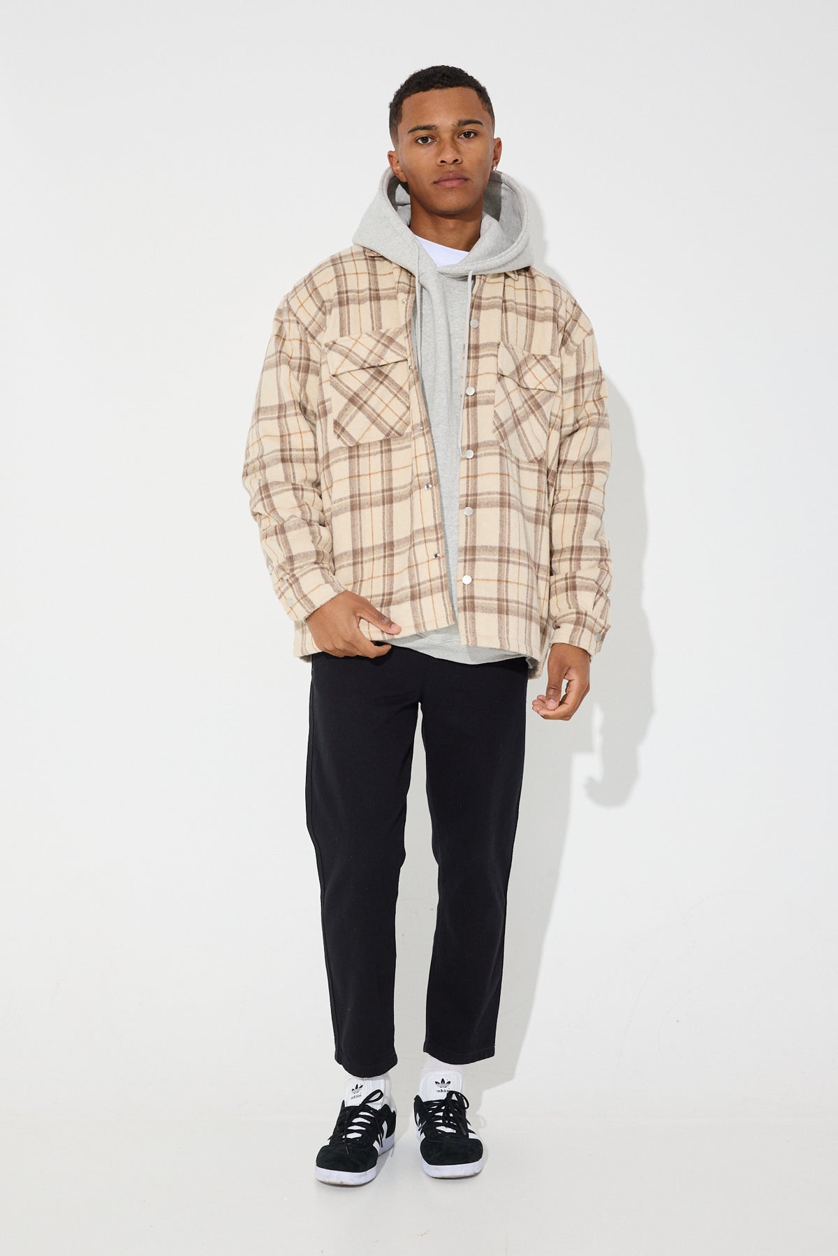 Check Trucker Jacket Beige - SALE