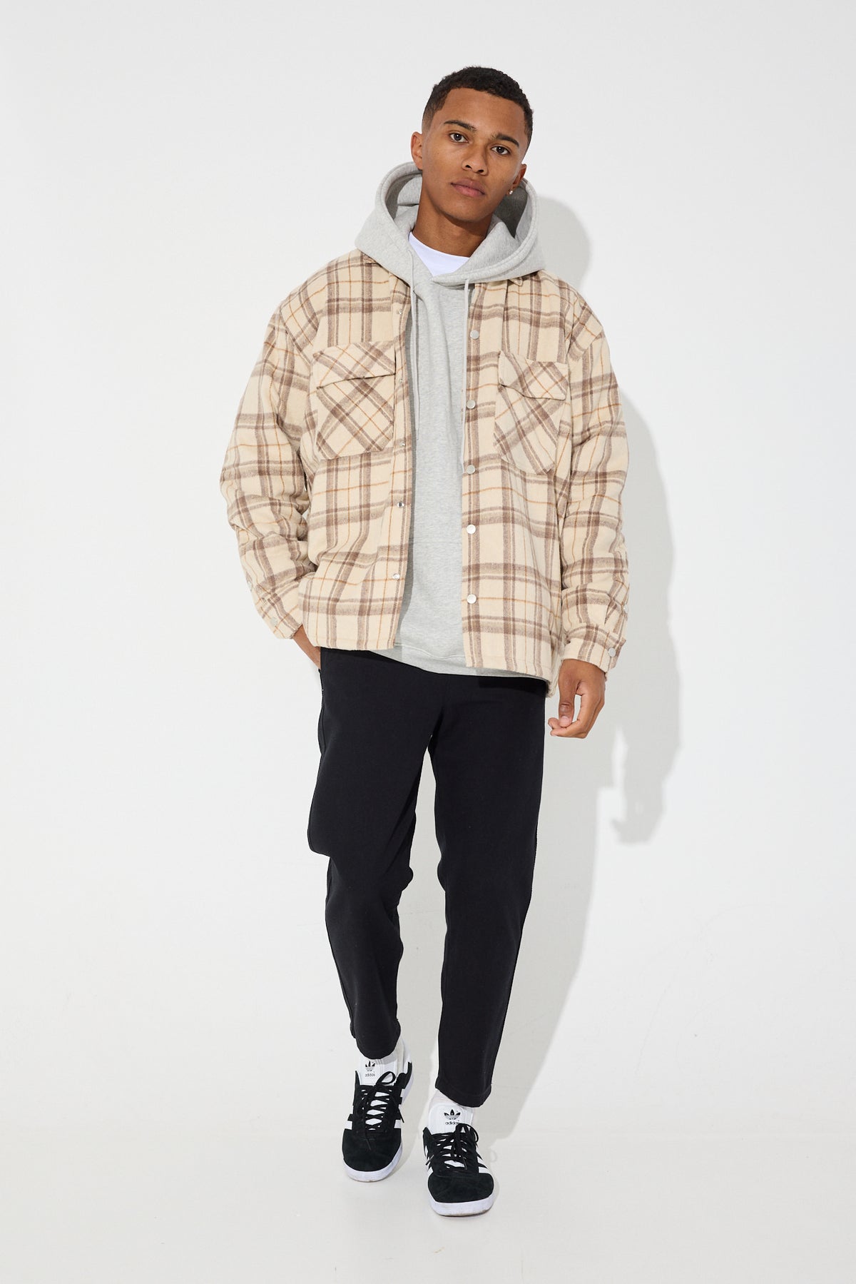 Check Trucker Jacket Beige - SALE