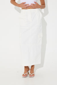 Lisa Cargo Maxi Skirt White