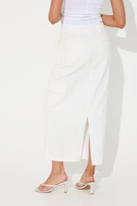 Lisa Cargo Maxi Skirt White