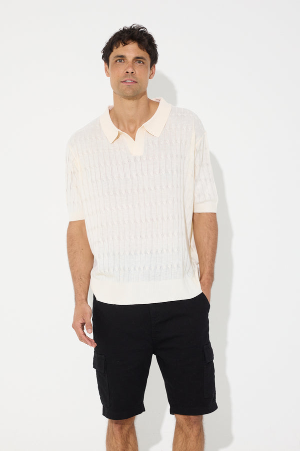 Nick Detail Open Polo White