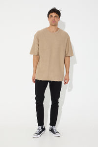 Woven Raw Island Tee Choc