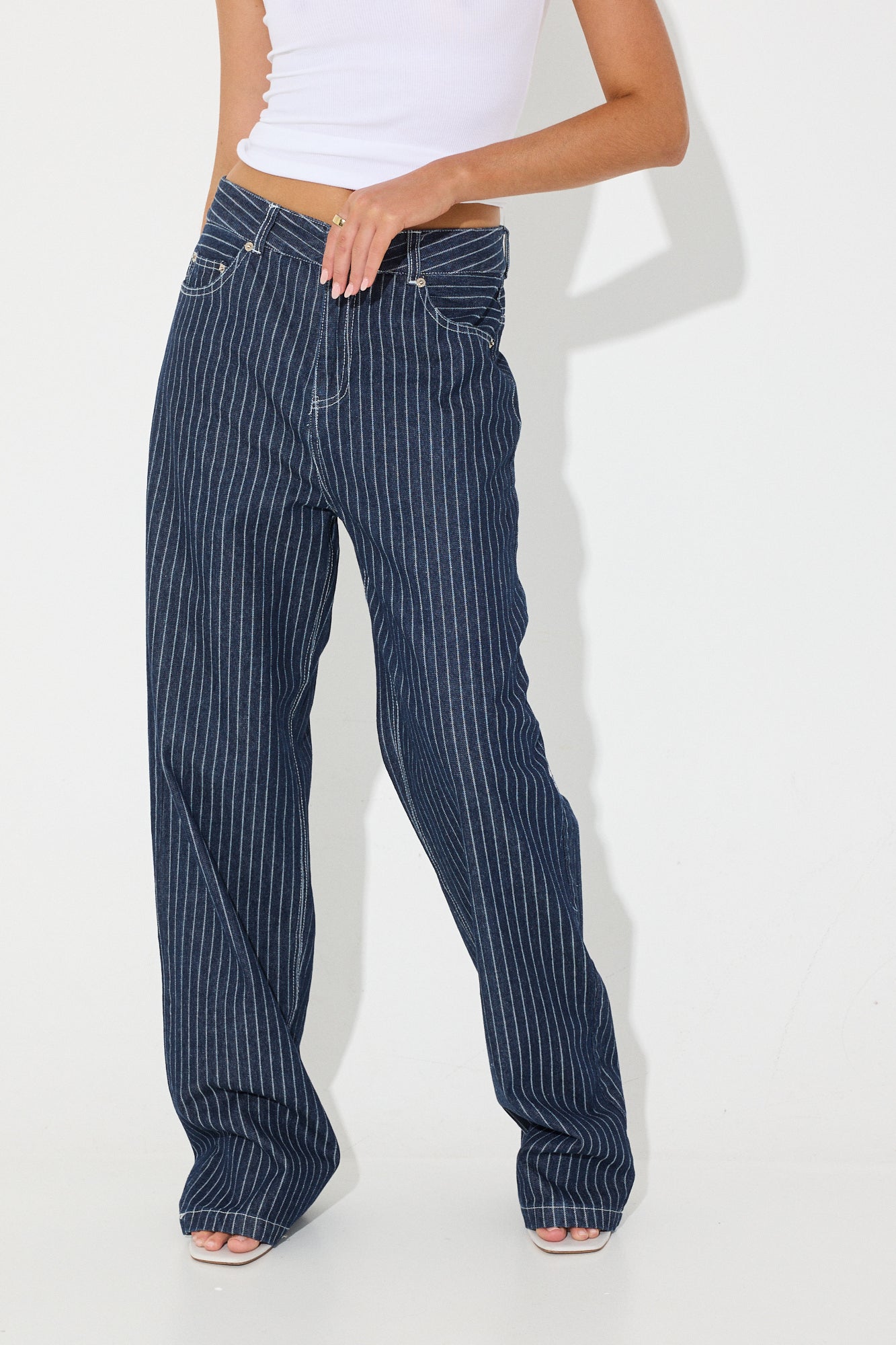 Pinstripe Denim Jeans - Ready to Wear