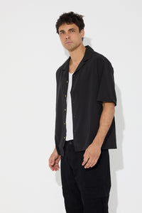 Montel Silk Like Shirt Black - FINAL SALE