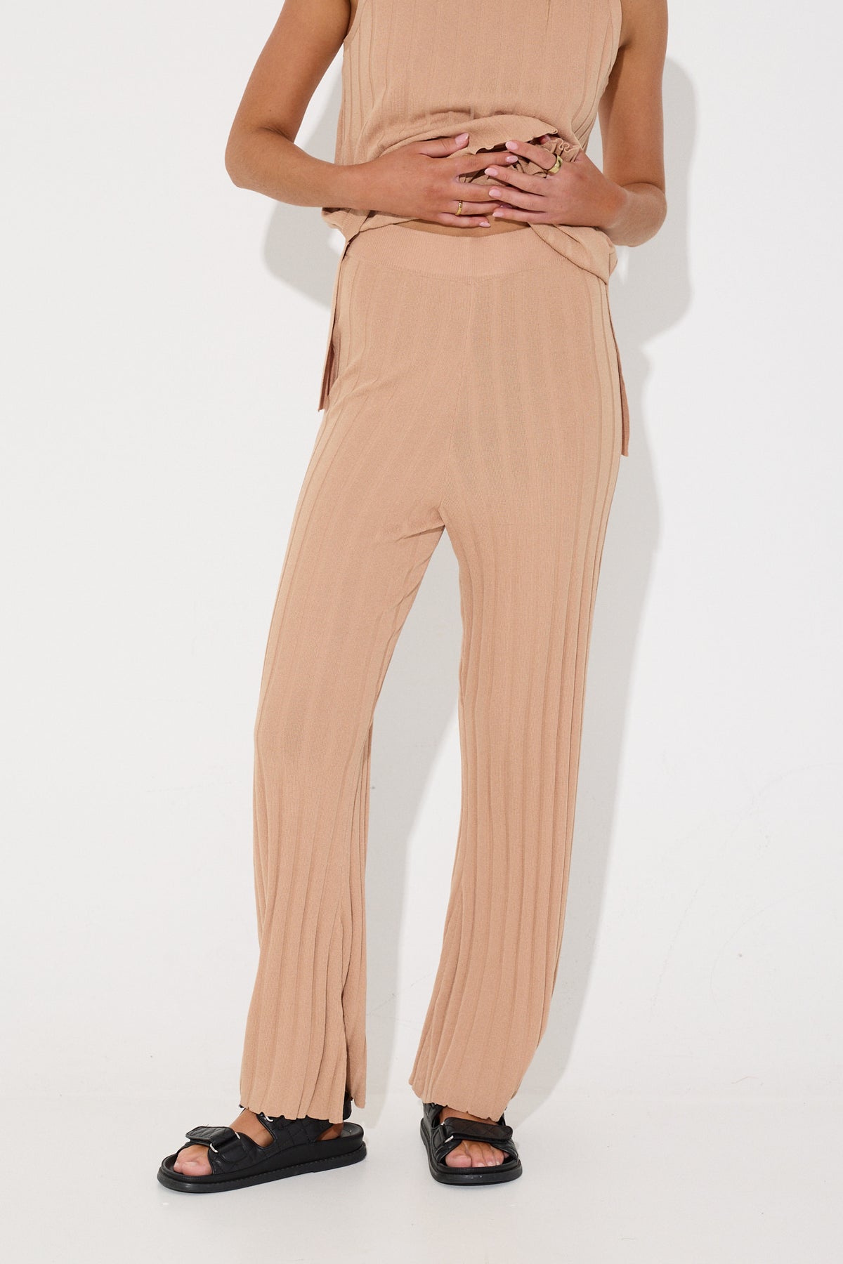 Lucia Ribbed Pant Latte