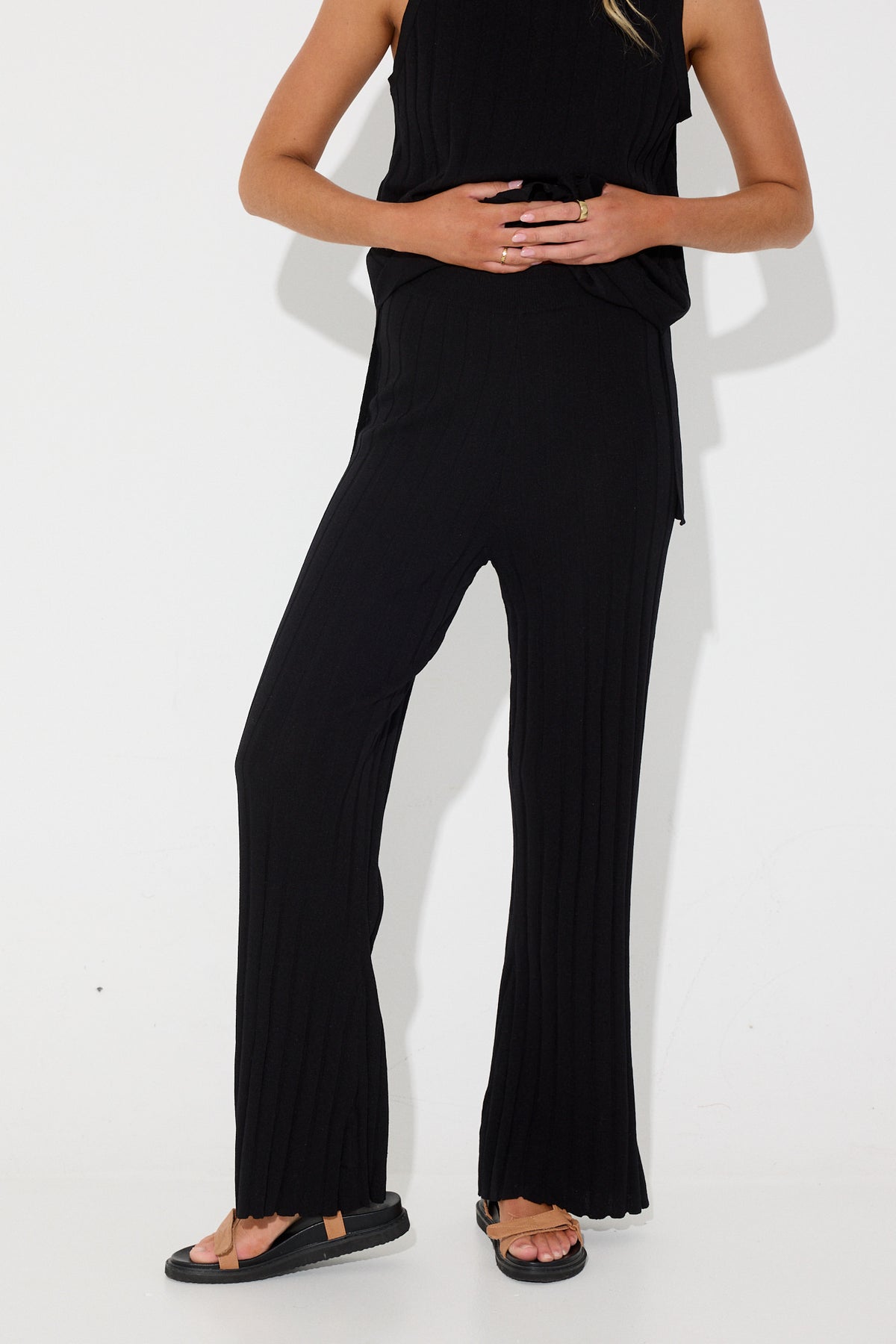 Lucia Ribbed Pant Black