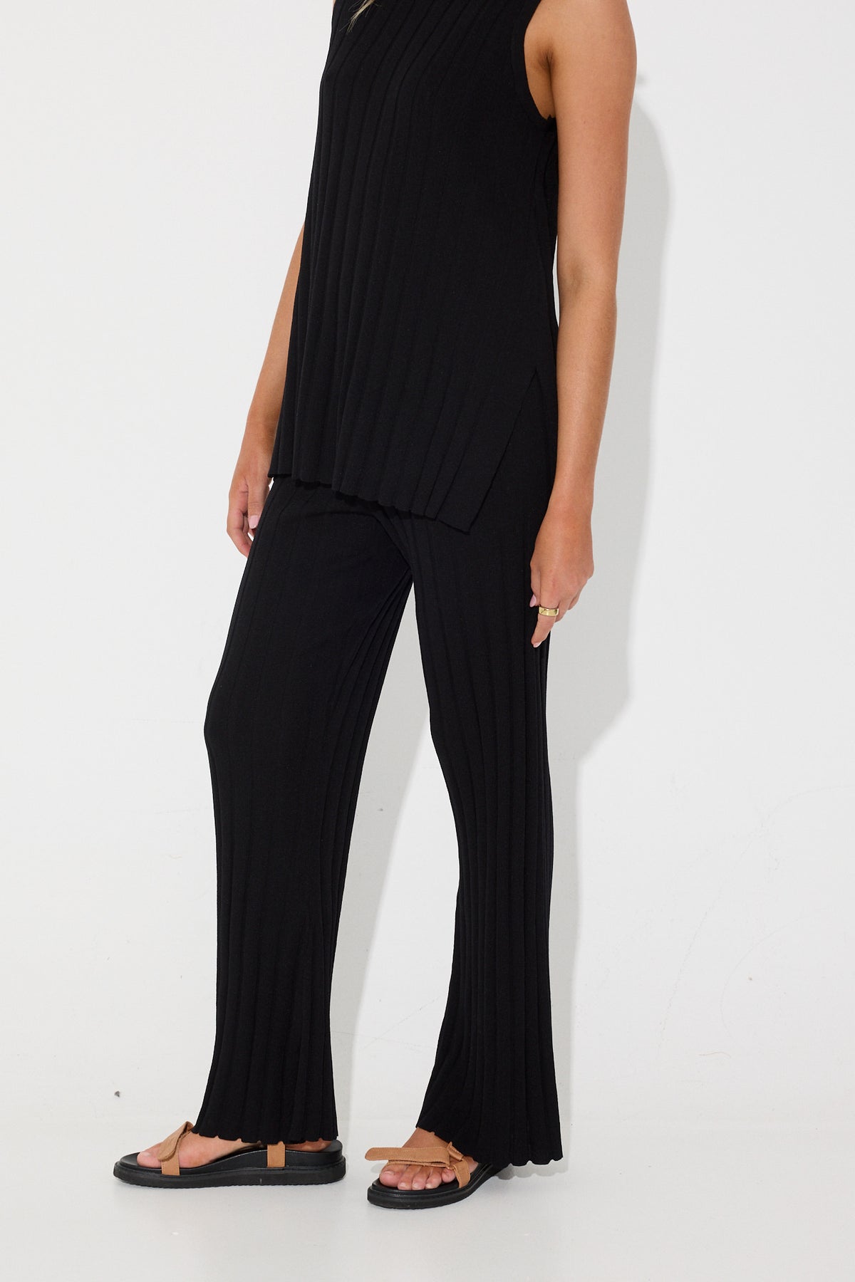 Lucia Ribbed Pant Black