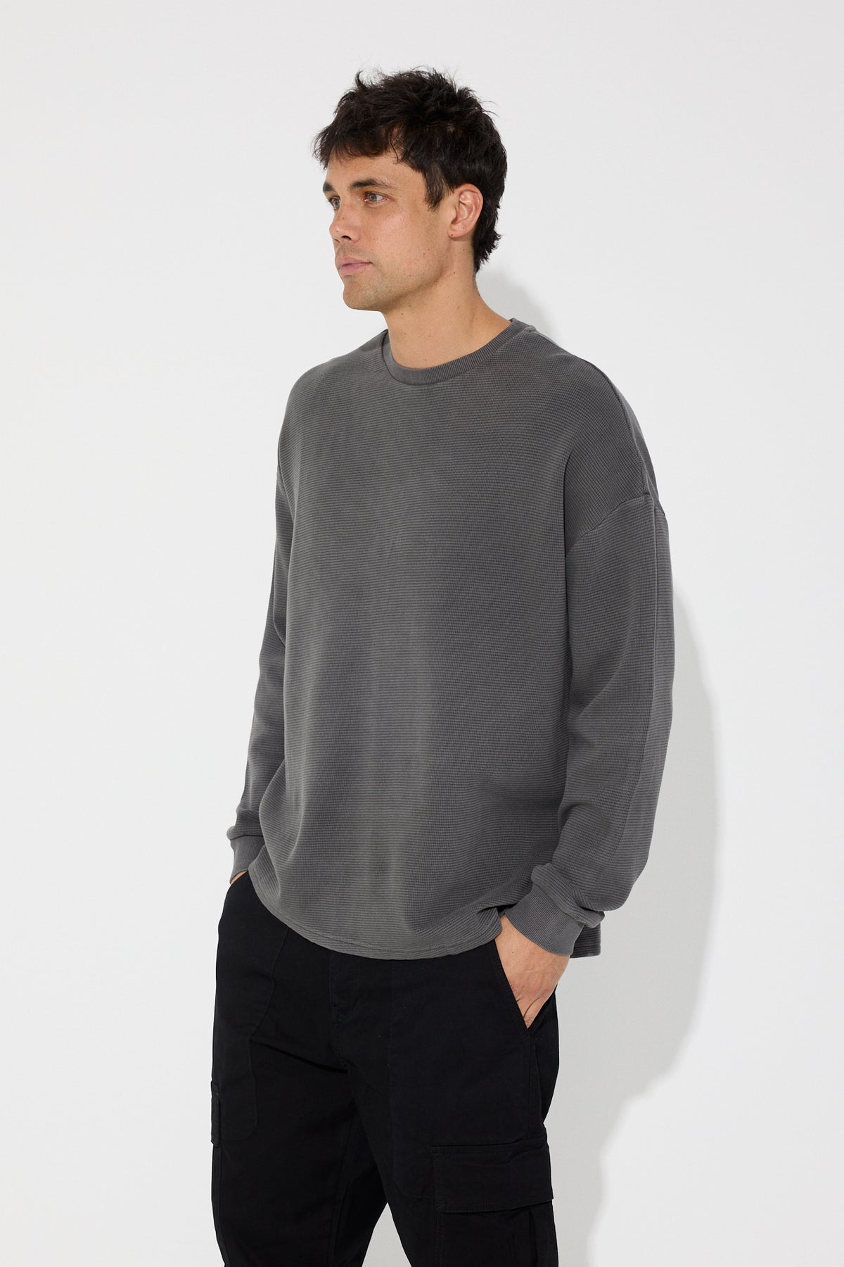 NTH Waffle Long Sleeve Charcoal