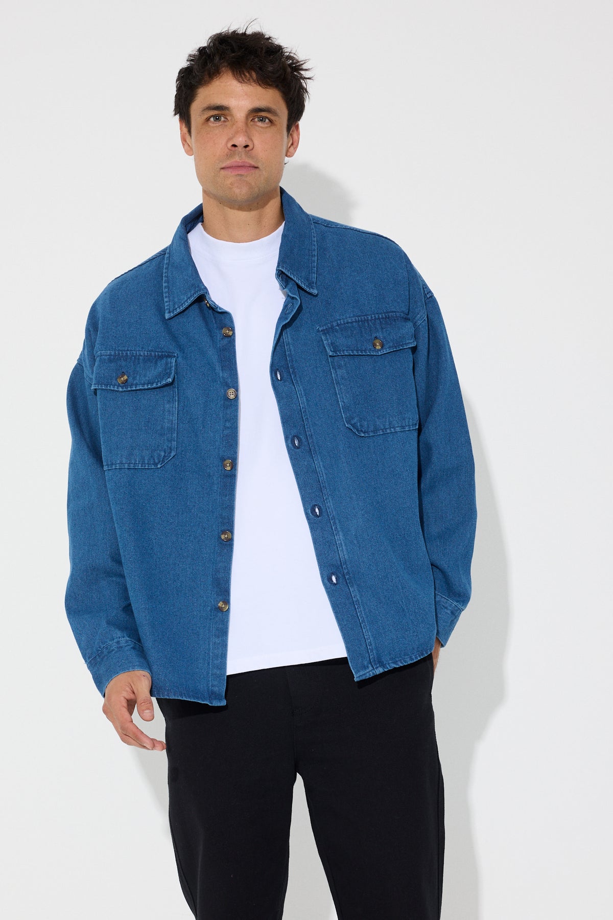 Tommy Hilfiger Jeans - hooded denim overshirt - men - dstore online