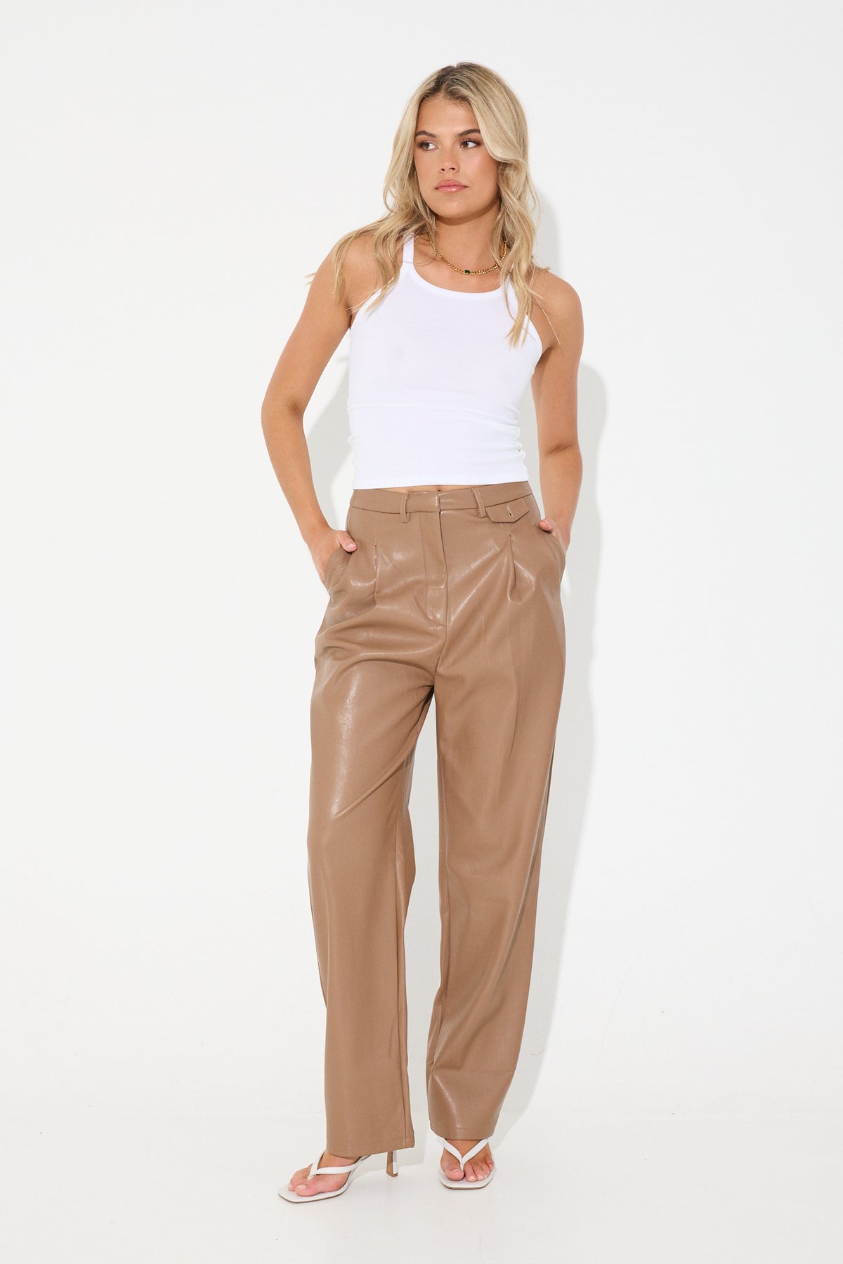 Zenith Leather Pant Latte