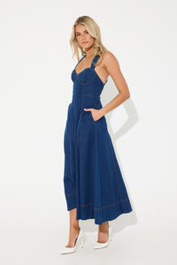 Sandy Denim Midi Dress Blue