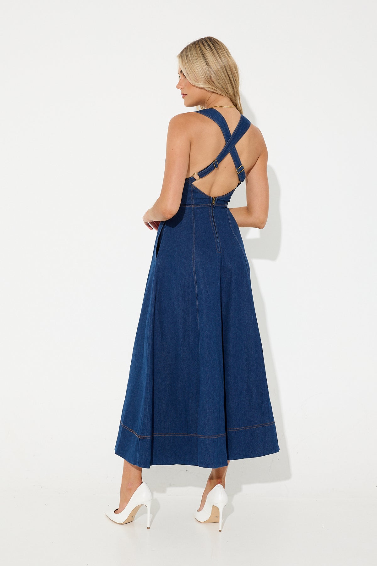 Sandy Denim Midi Dress Blue - FINAL SALE