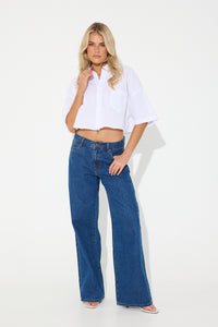 Jenna Cropped Shirt White