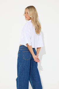 Jenna Cropped Shirt White
