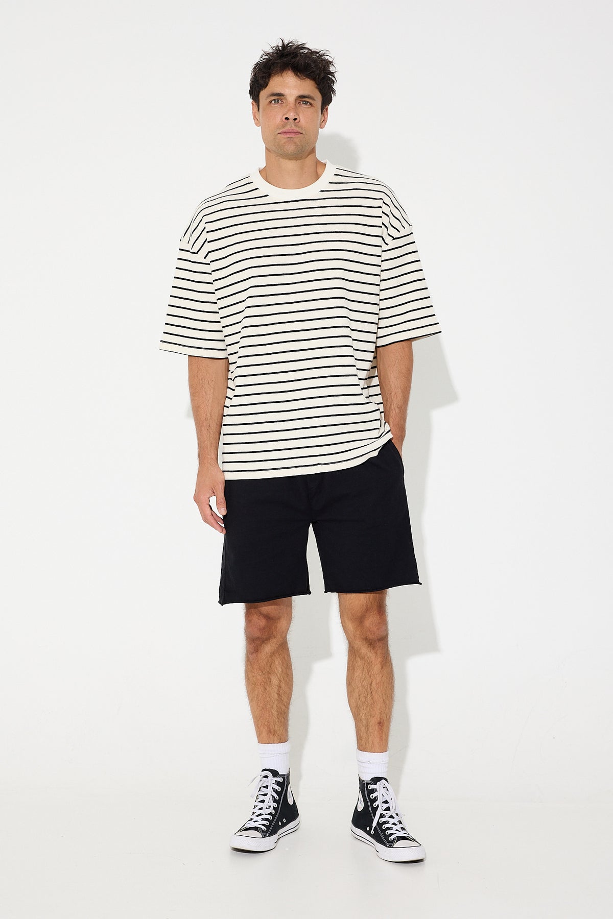 Box Waffle Tee Stripe White
