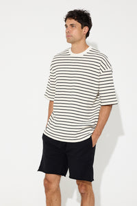 Box Waffle Tee Stripe White