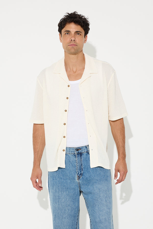 Declan Texture Shirt Ivory - FINAL SALE