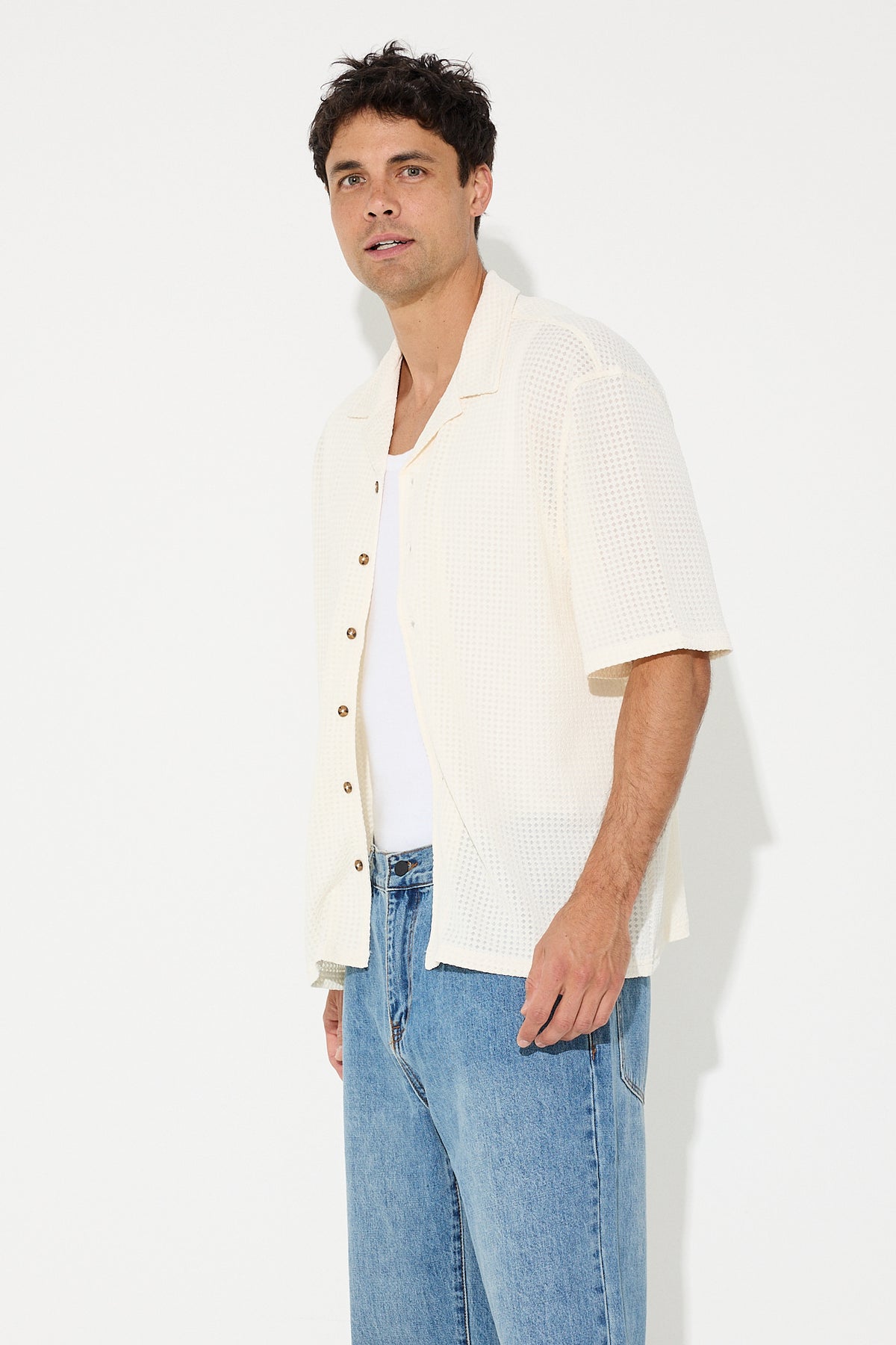 Declan Texture Shirt Ivory - FINAL SALE