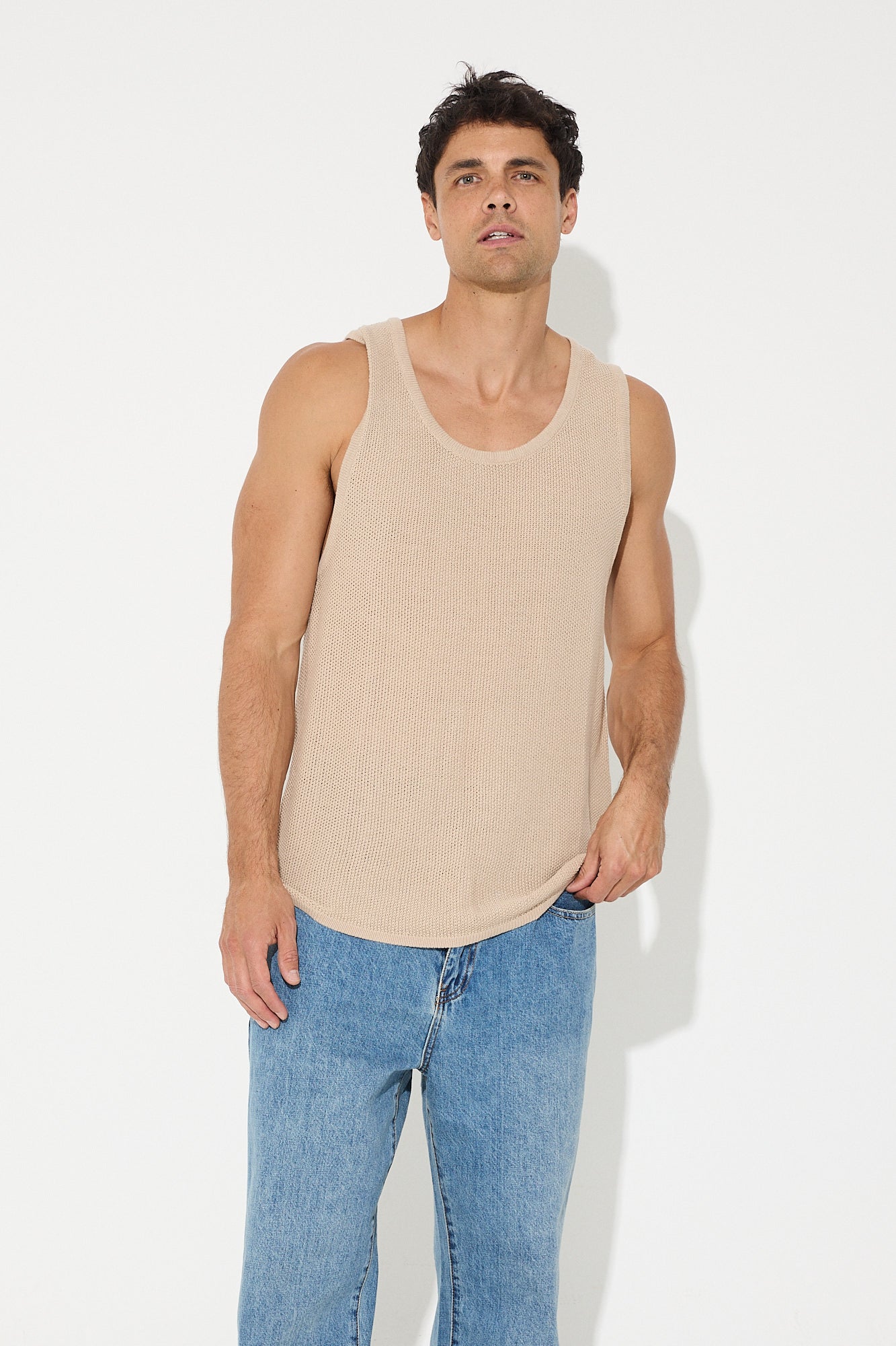 Beige tank shop top mens