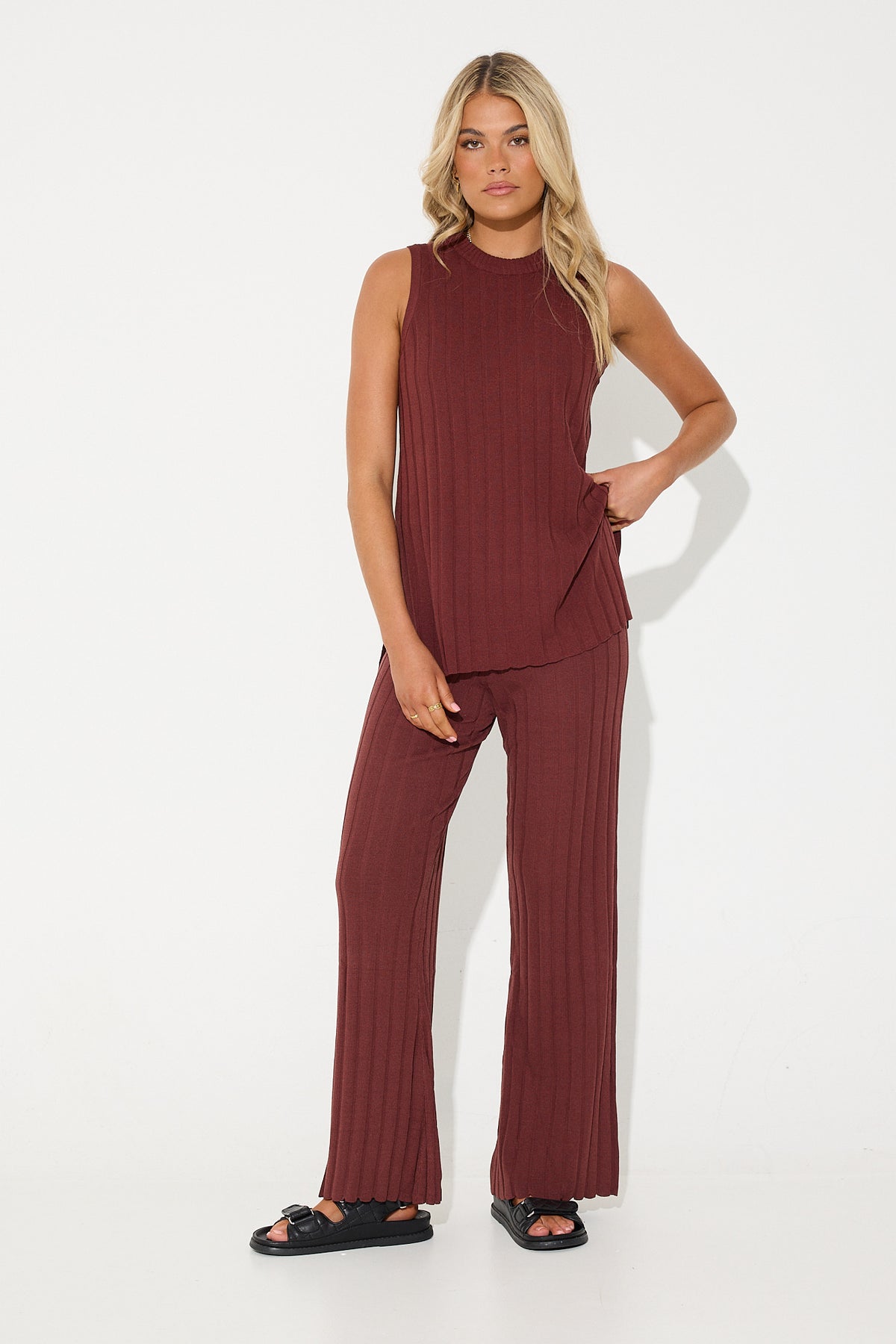 Valentina Ribbed Tank Plum