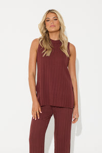 Valentina Ribbed Tank Plum