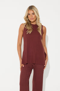 Valentina Ribbed Tank Plum