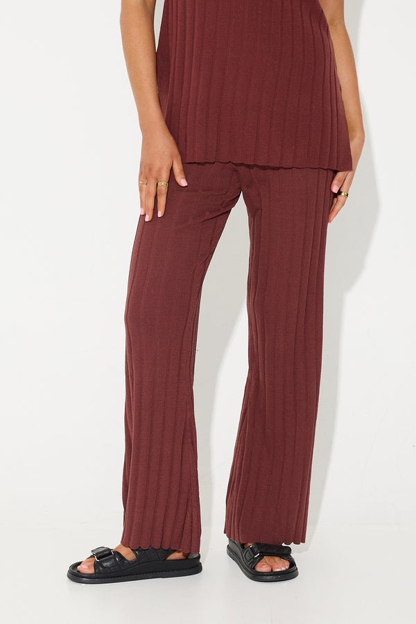 Lucia Ribbed Pant Plum - FINAL SALE