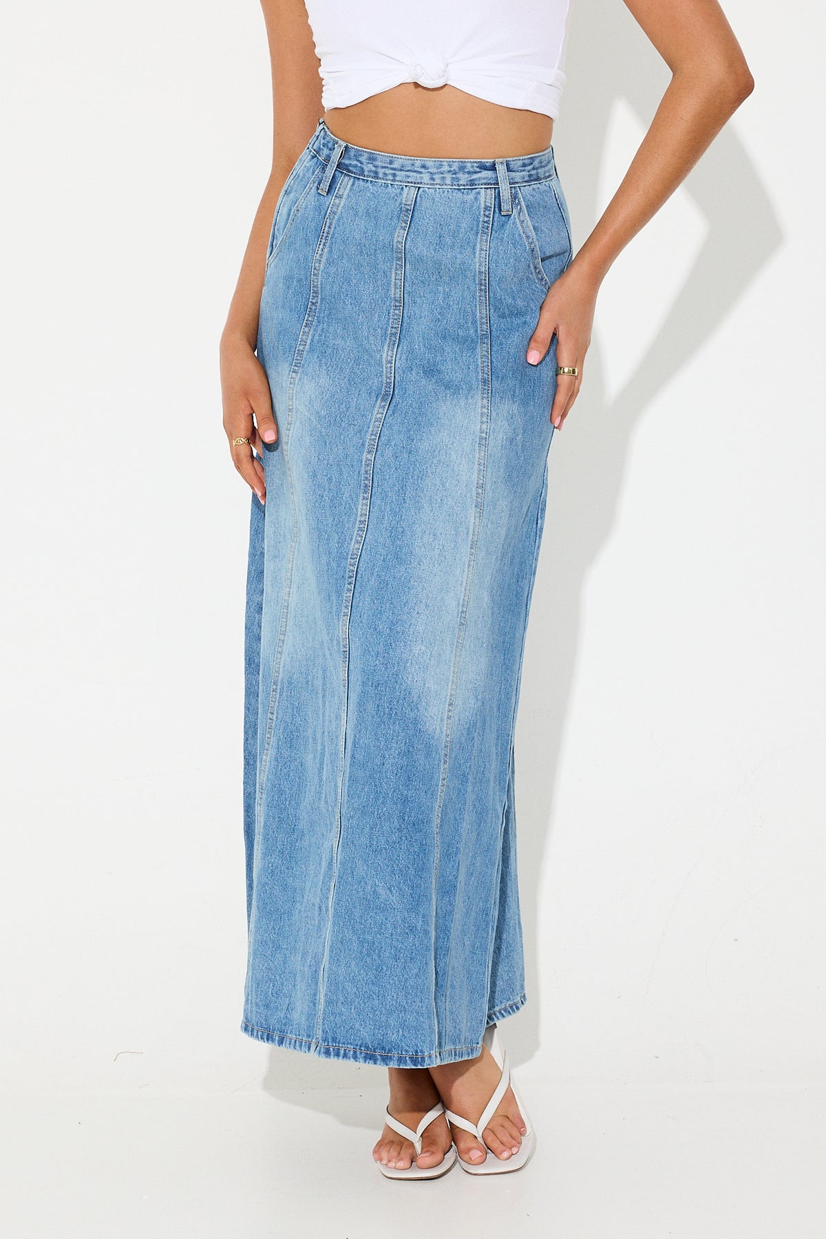 Delilah Maxi Denim Skirt Blue