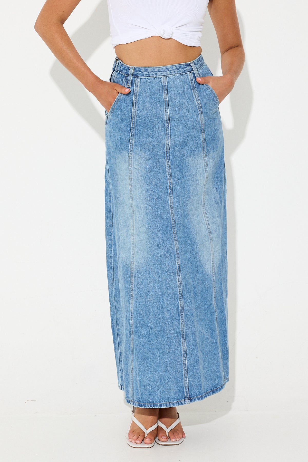 Delilah Maxi Denim Skirt Blue