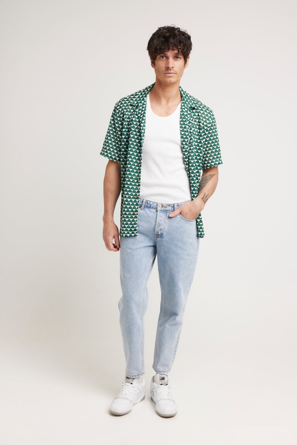 Geo Knit Shirt Emerald - FINAL SALE