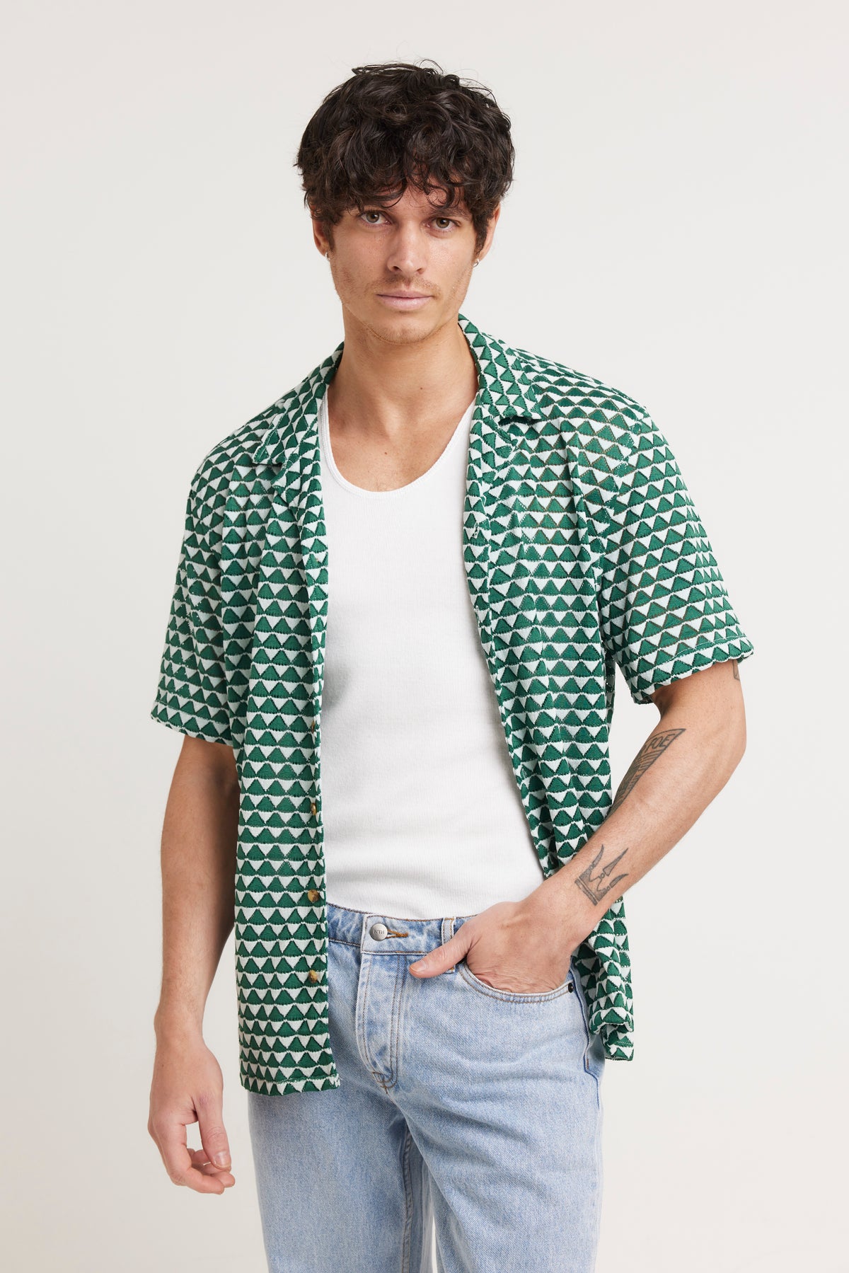 Geo Knit Shirt Emerald - FINAL SALE