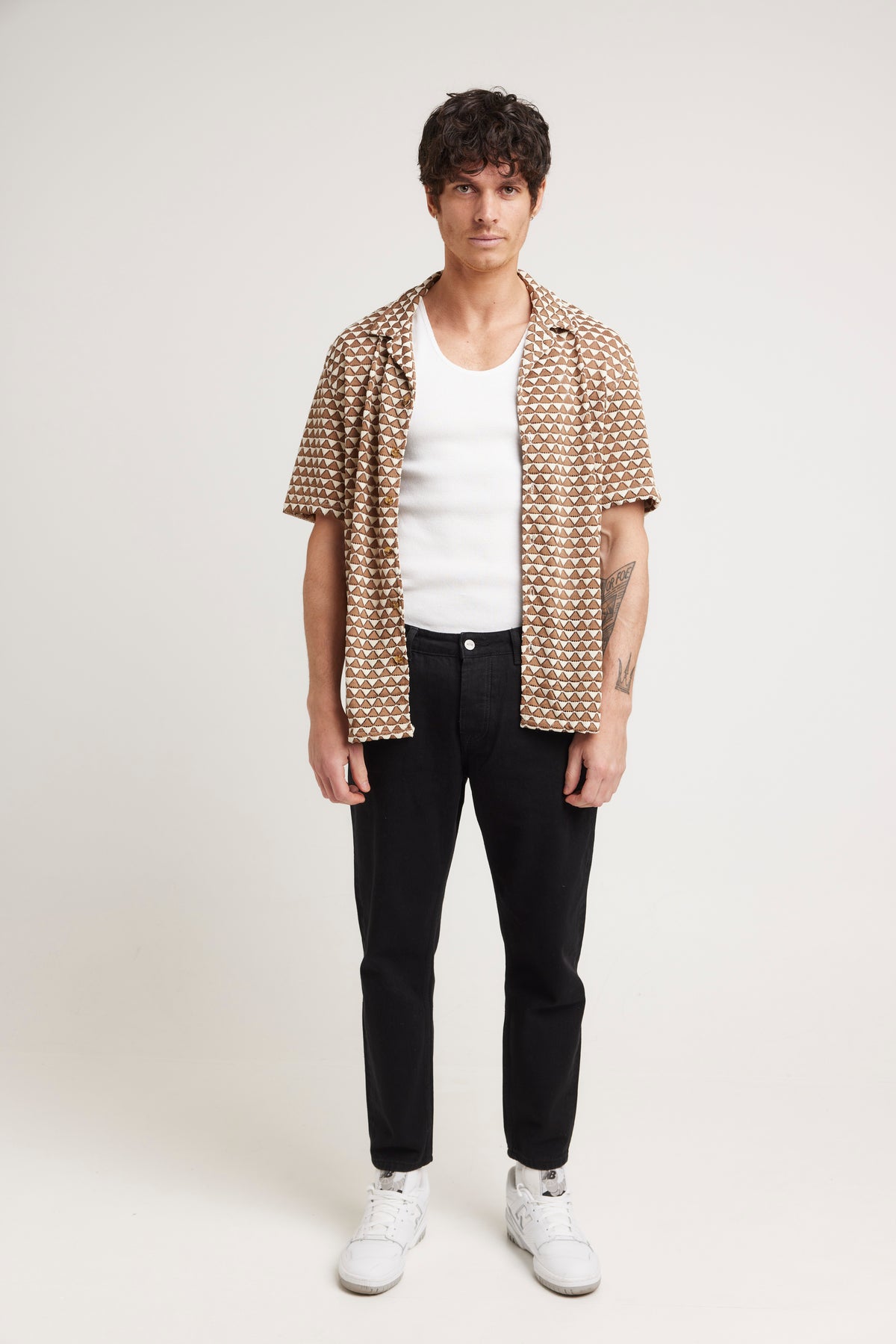 Geo Knit Shirt Choc - FINAL SALE