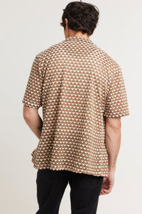 Geo Knit Shirt Choc - FINAL SALE