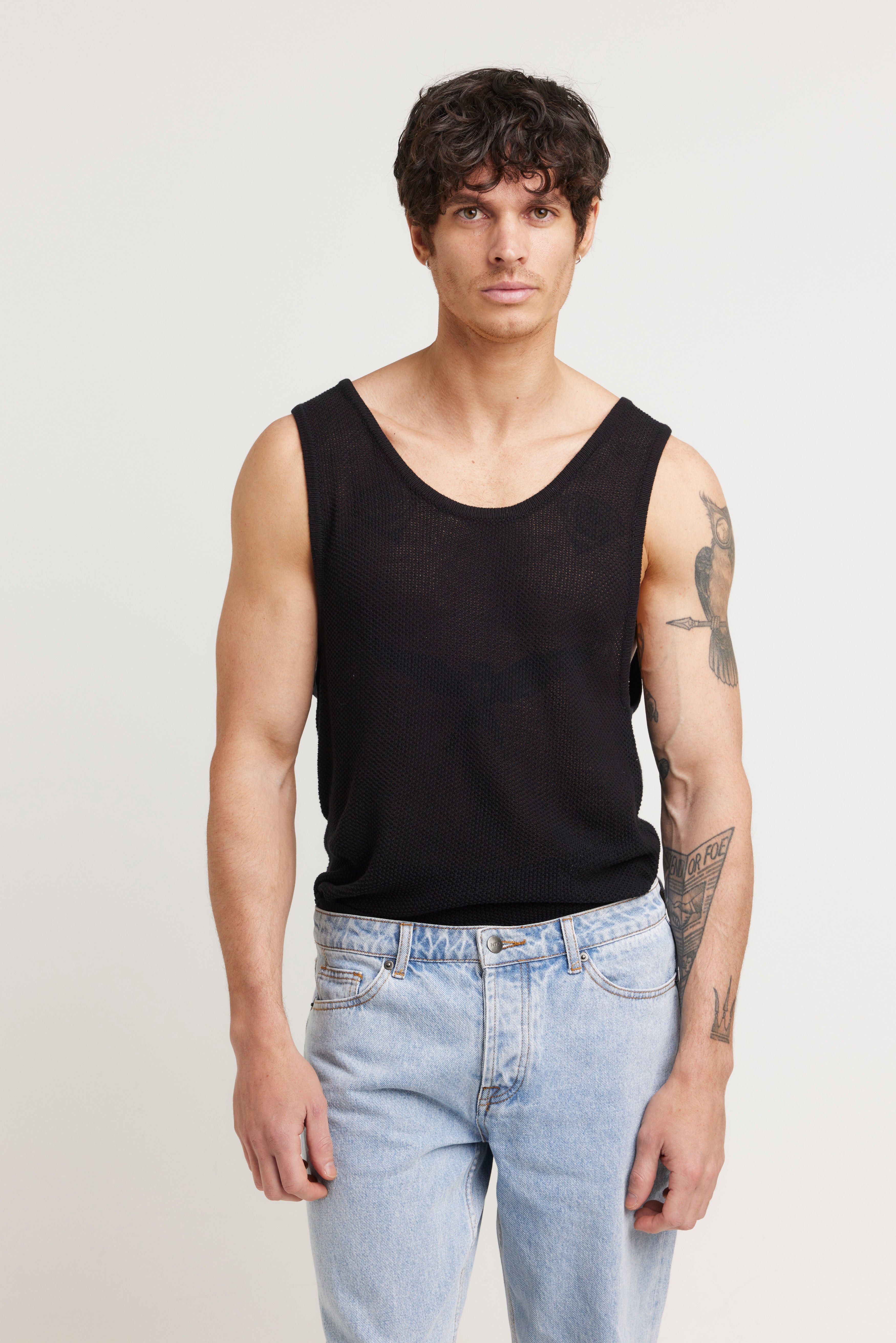 Dan Fine Knit Tank Black - FINAL SALE