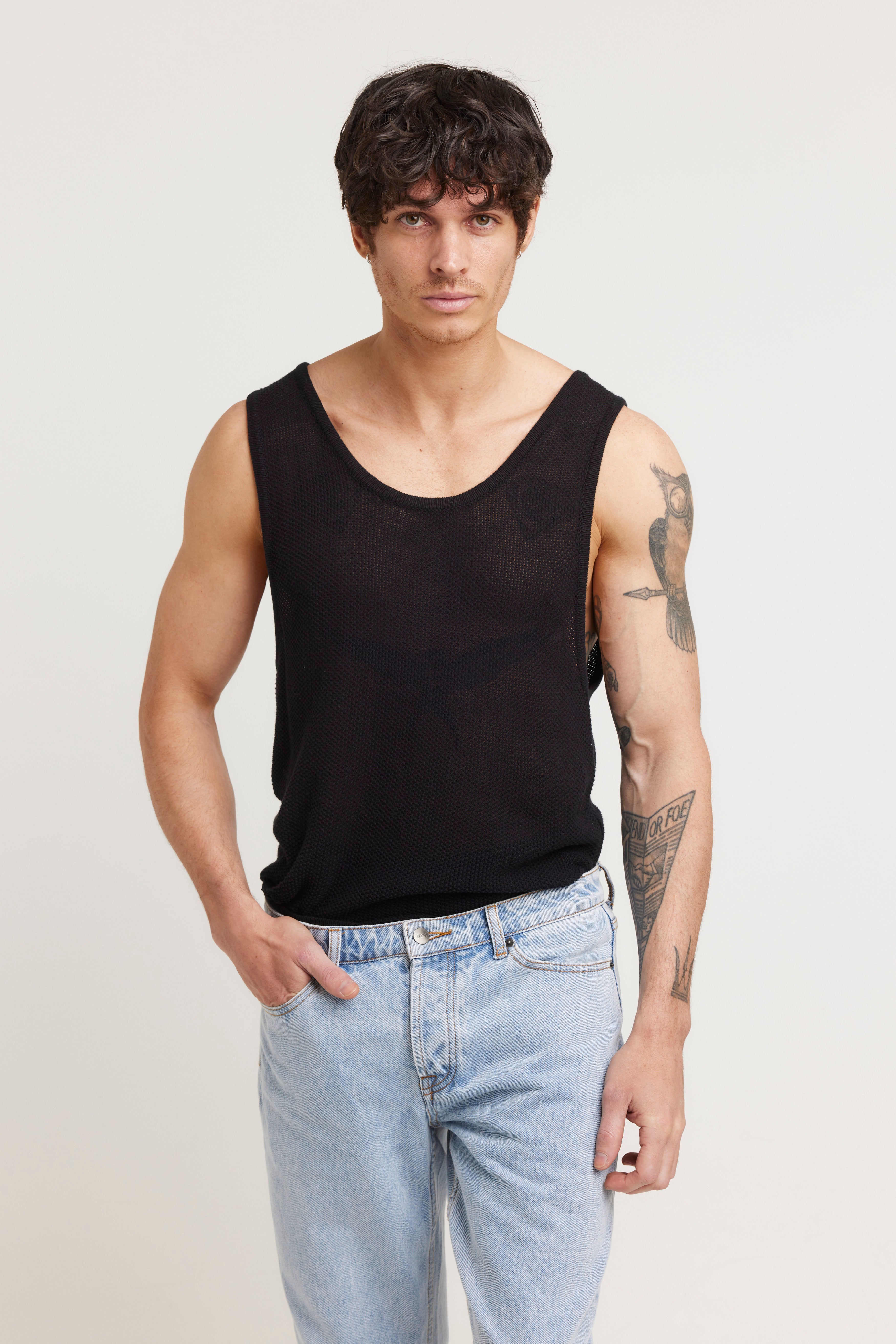 Dan Fine Knit Tank Black - FINAL SALE