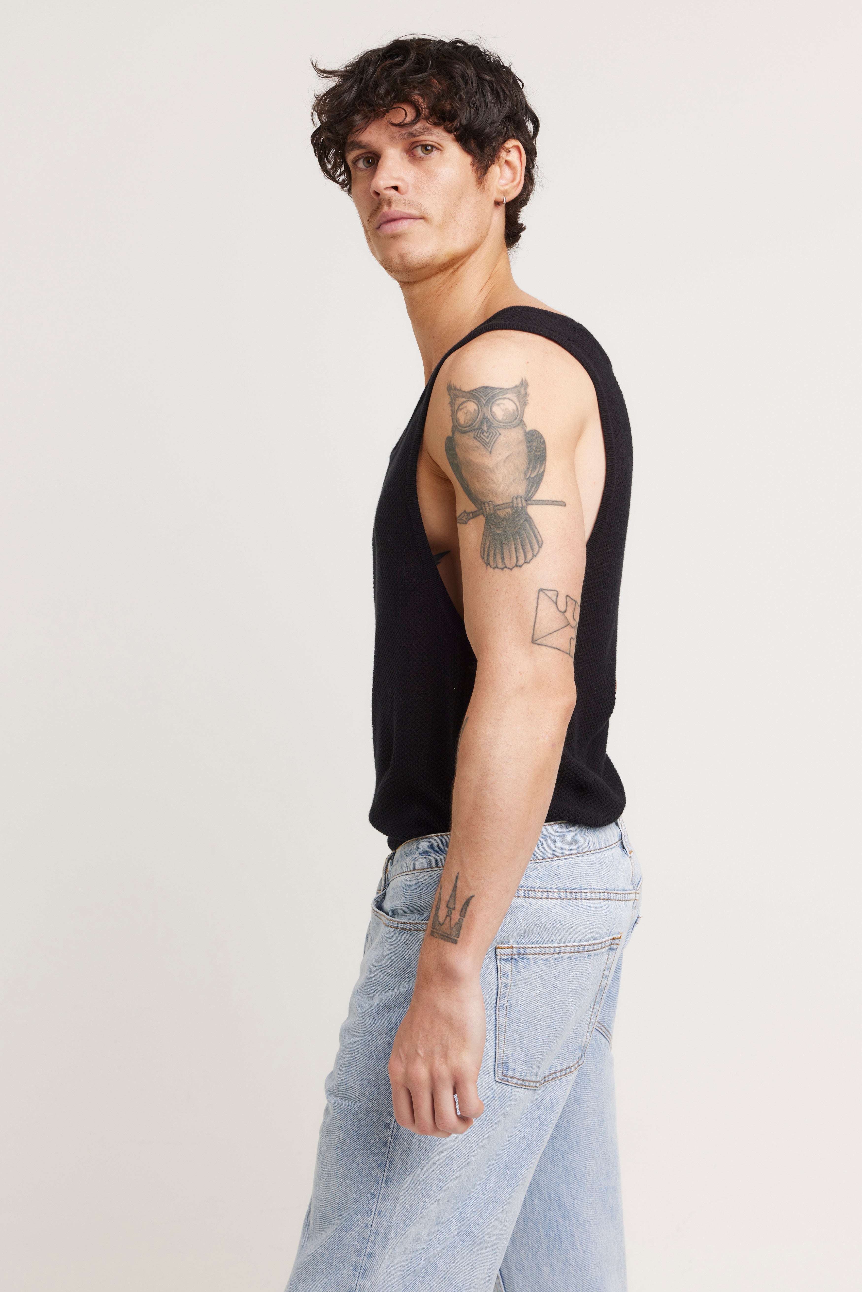 Dan Fine Knit Tank Black - FINAL SALE