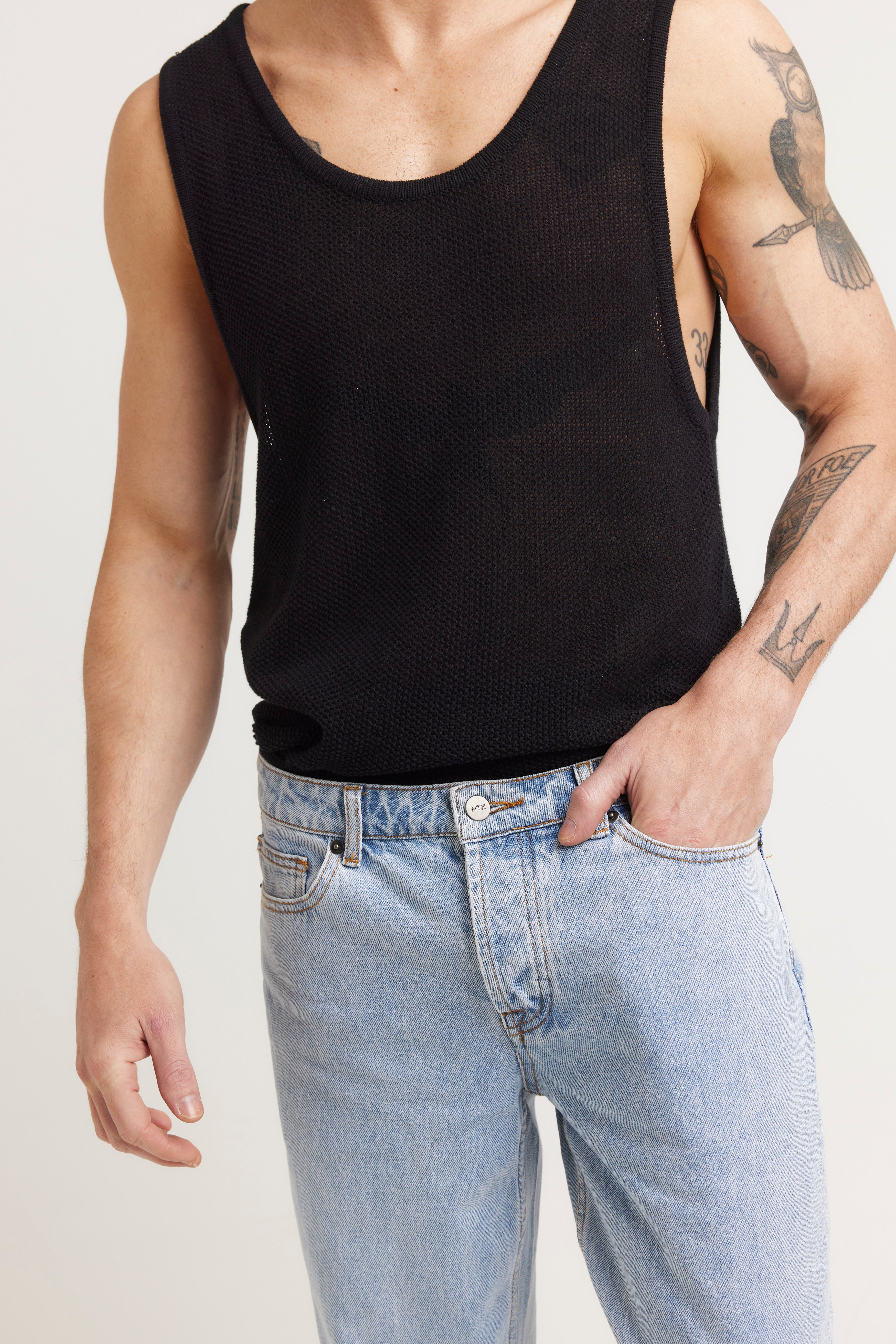 Dan Fine Knit Tank Black - FINAL SALE