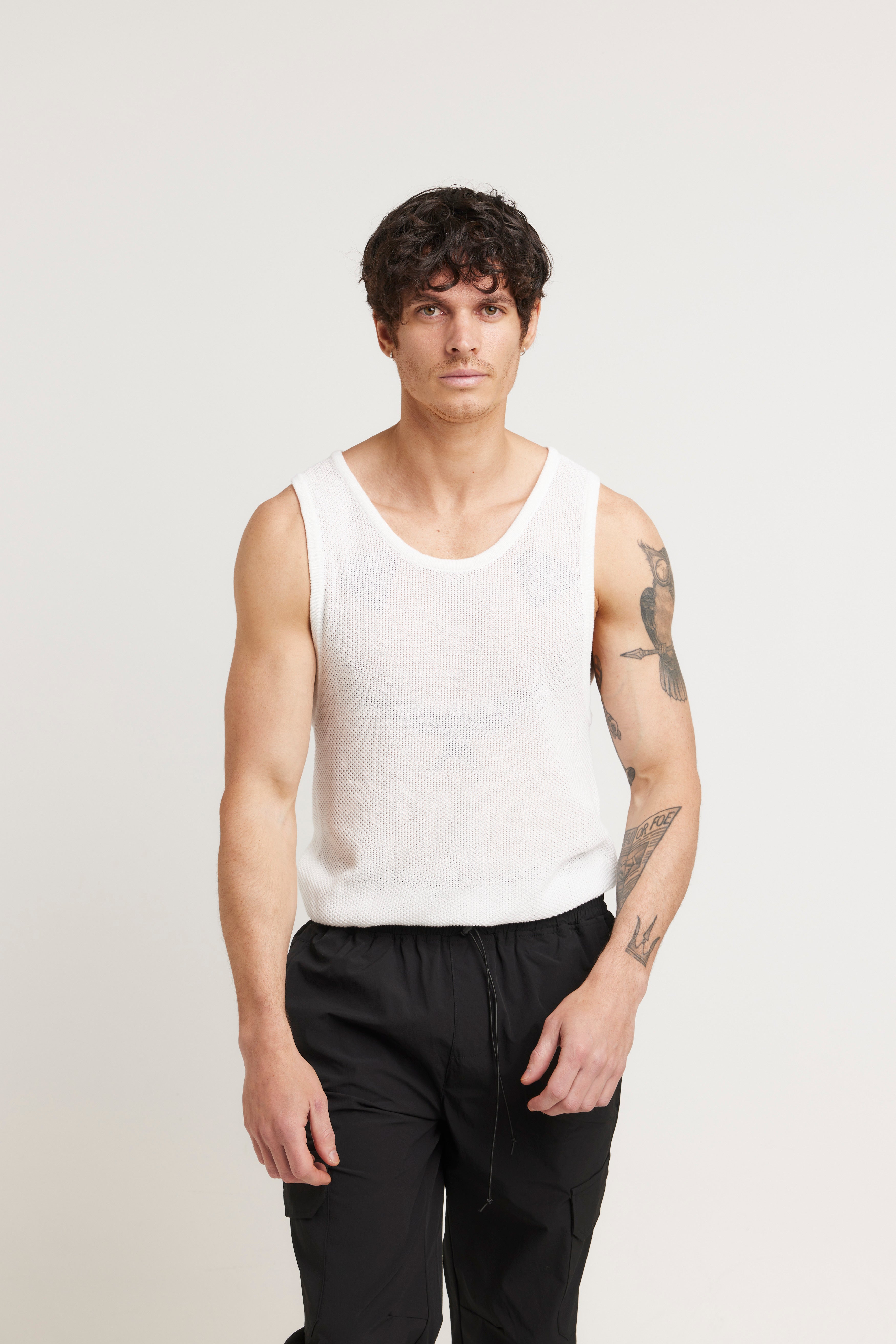 Dan Fine Knit Tank White - FINAL SALE