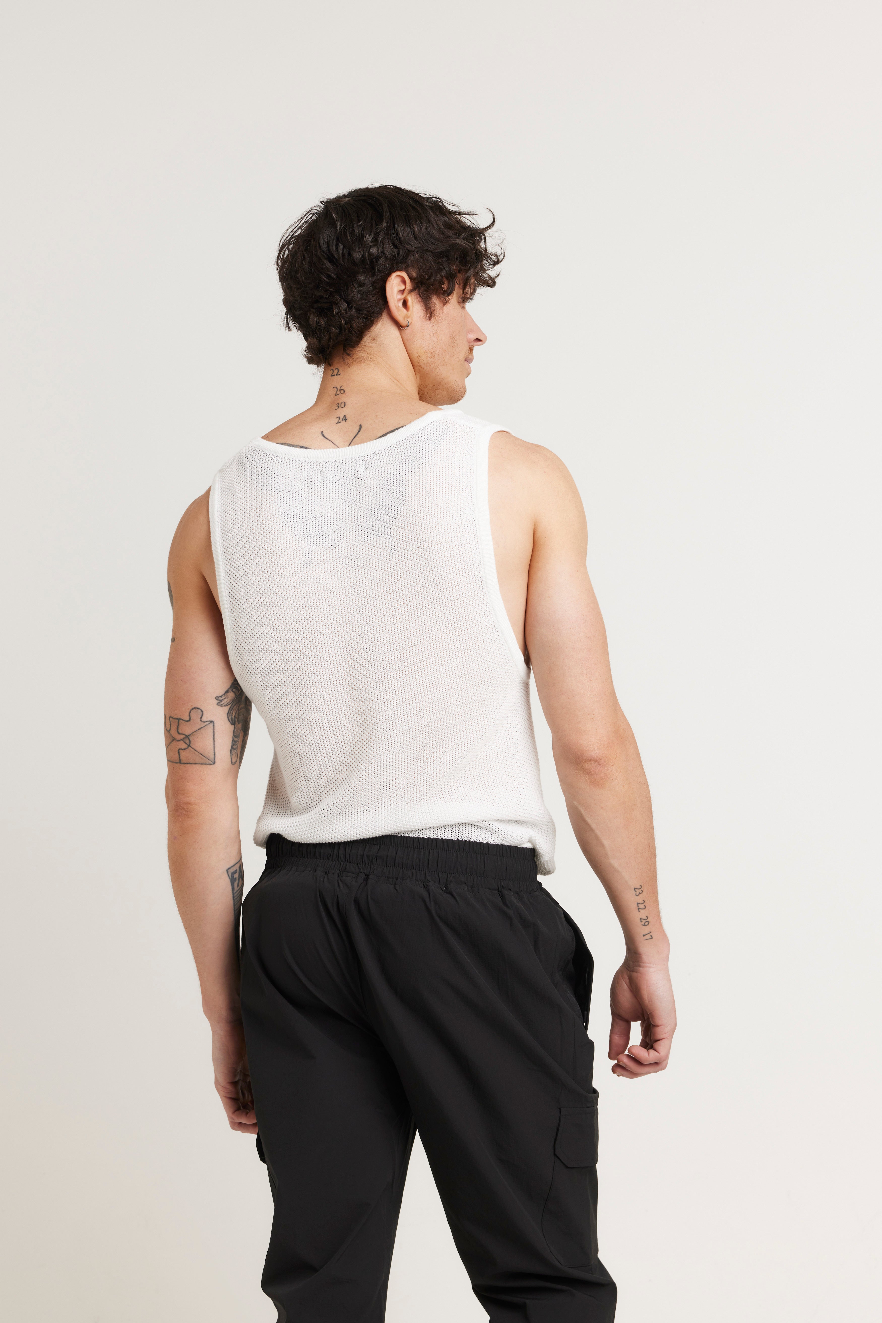 Dan Fine Knit Tank White - FINAL SALE