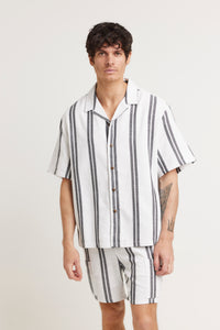 Capri Cotton Shirt Black Stripe - FINAL SALE