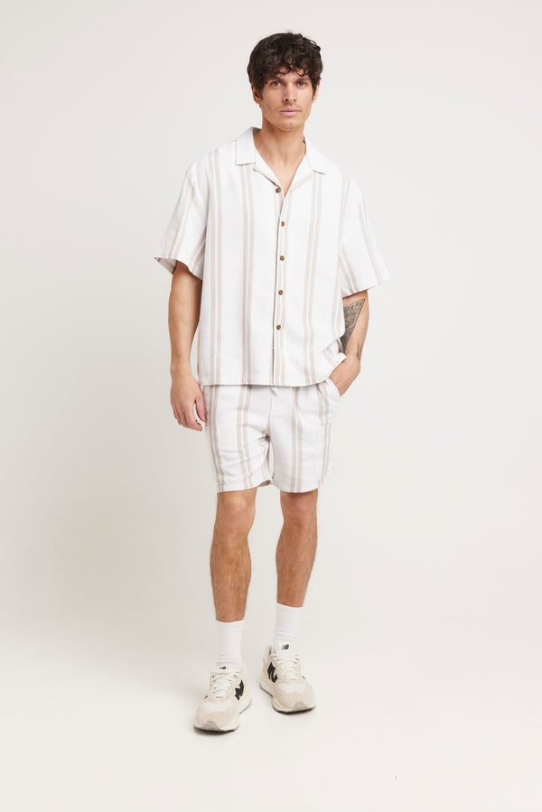 Capri Cotton Shirt Beige Stripe