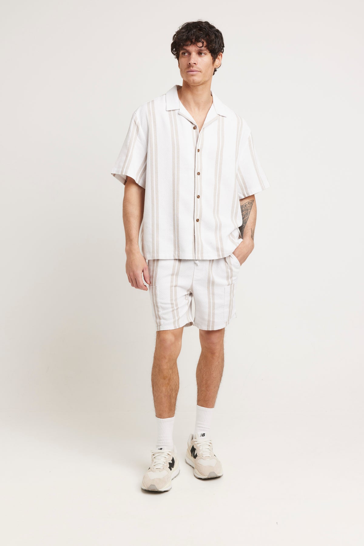 Capri Cotton Shirt Beige Stripe