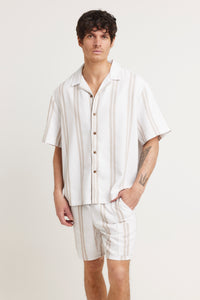 Capri Cotton Short Beige Stripe