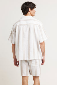 Capri Cotton Shirt Beige Stripe