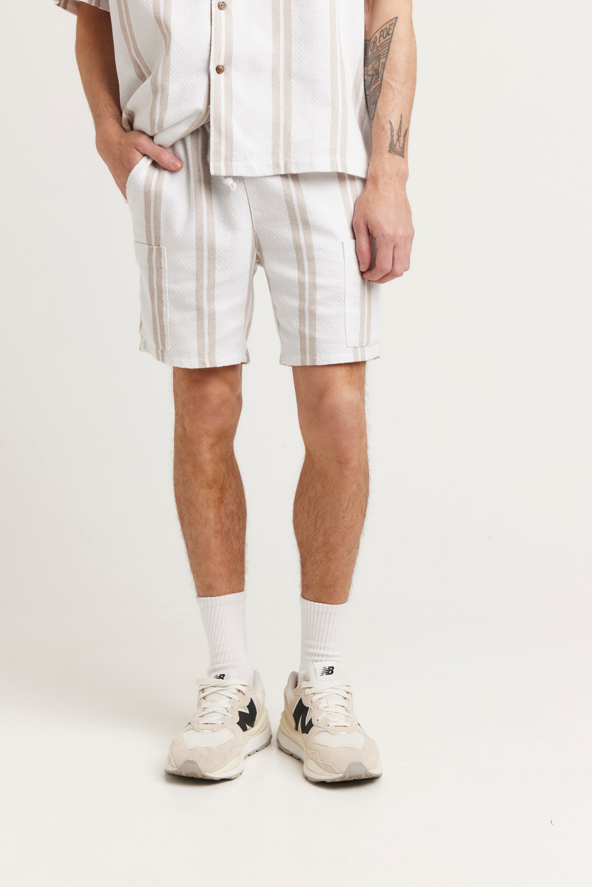 Capri Cotton Short Beige Stripe - FINAL SALE