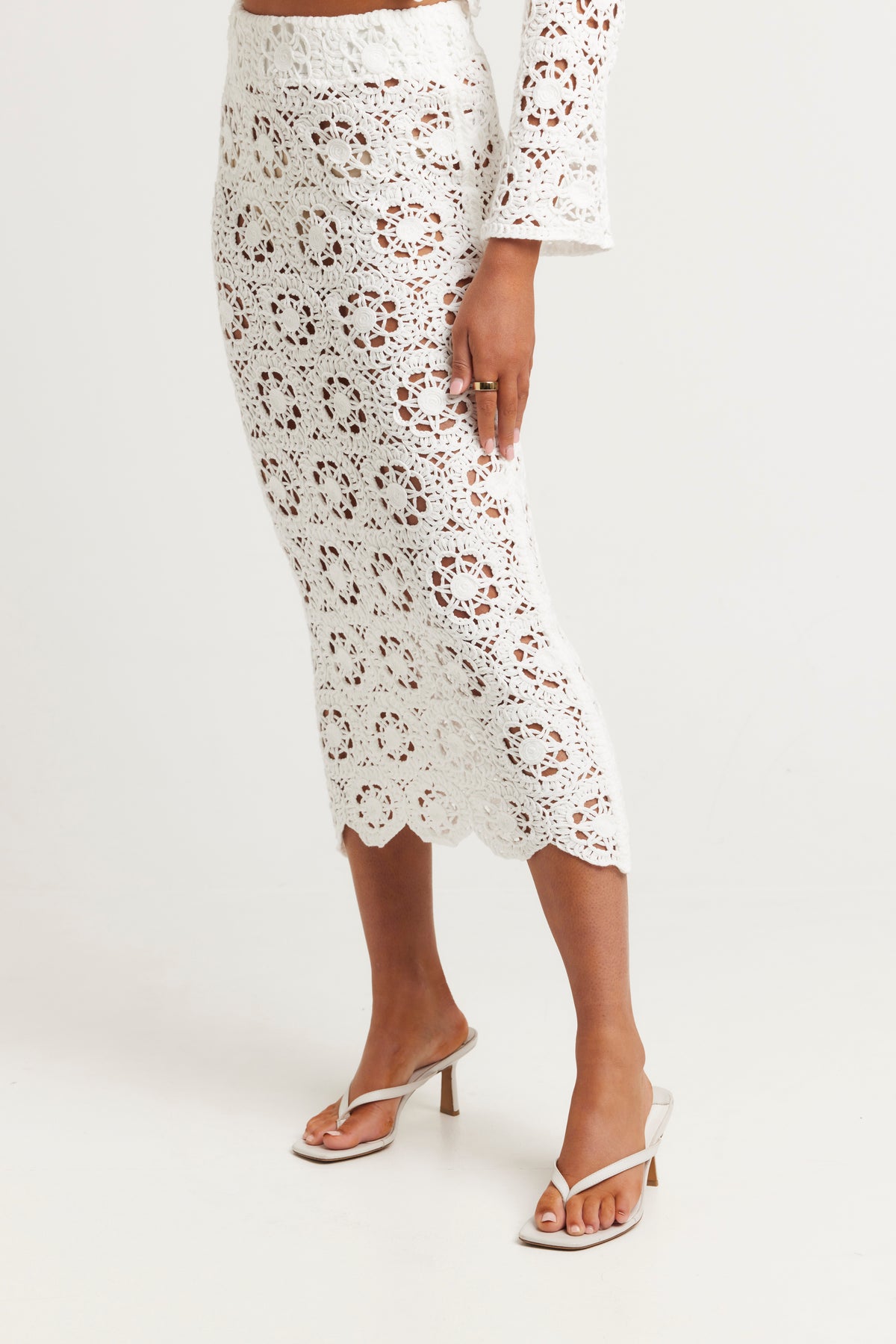 Bree Crochet Maxi Skirt White - FINAL SALE