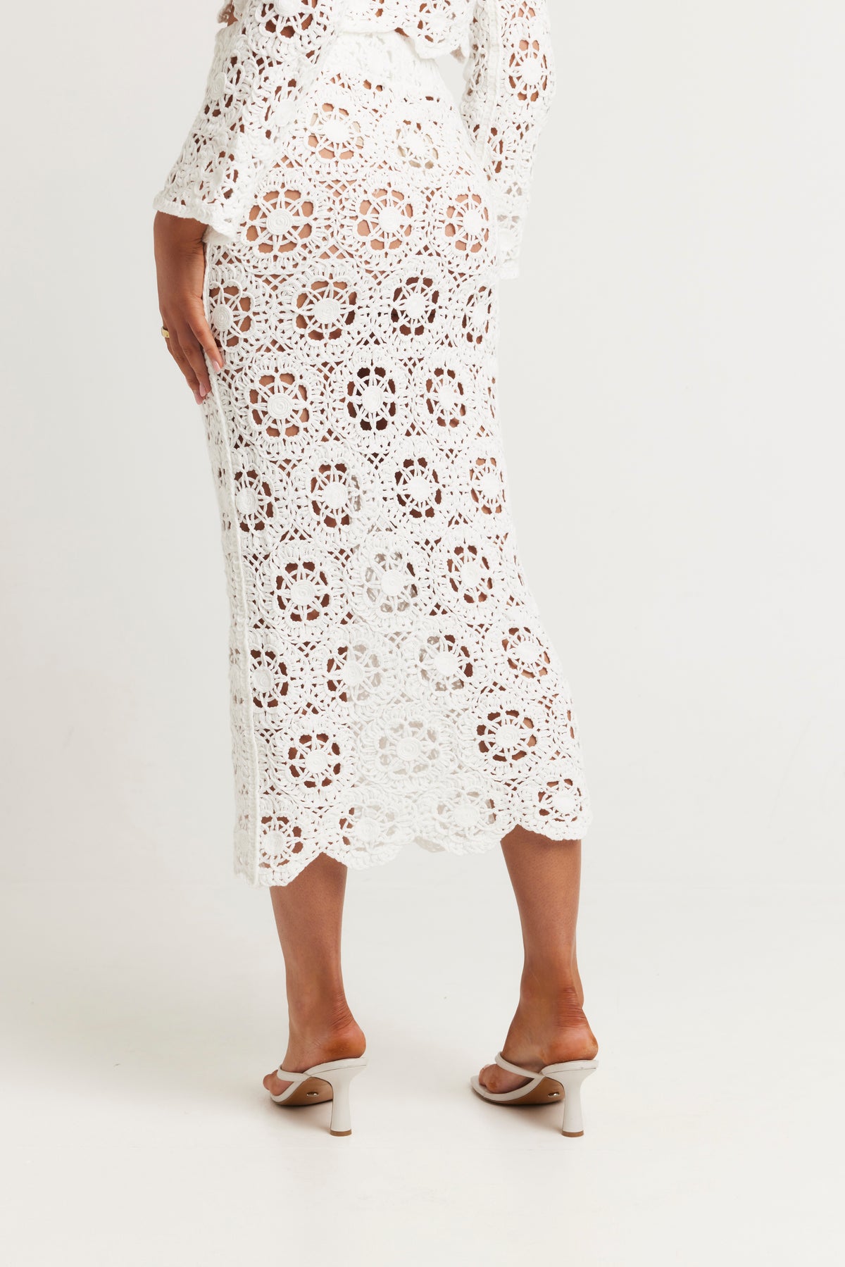 Bree Crochet Maxi Skirt White - FINAL SALE